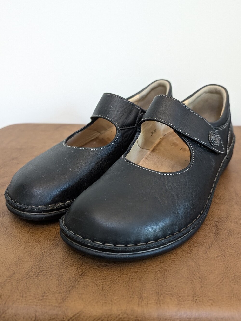 Finn Comfort Laval Black Leather Mary Jane Comfort Shoes EU 40 US 9.5-10